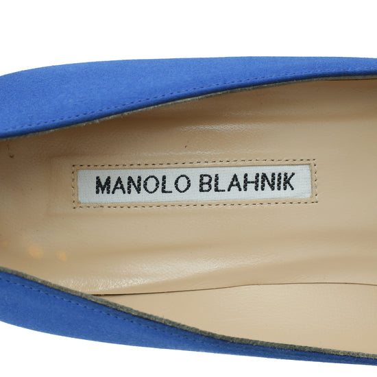 Manolo Blahnik Royal Blue Satin Hangisi Pumps 38