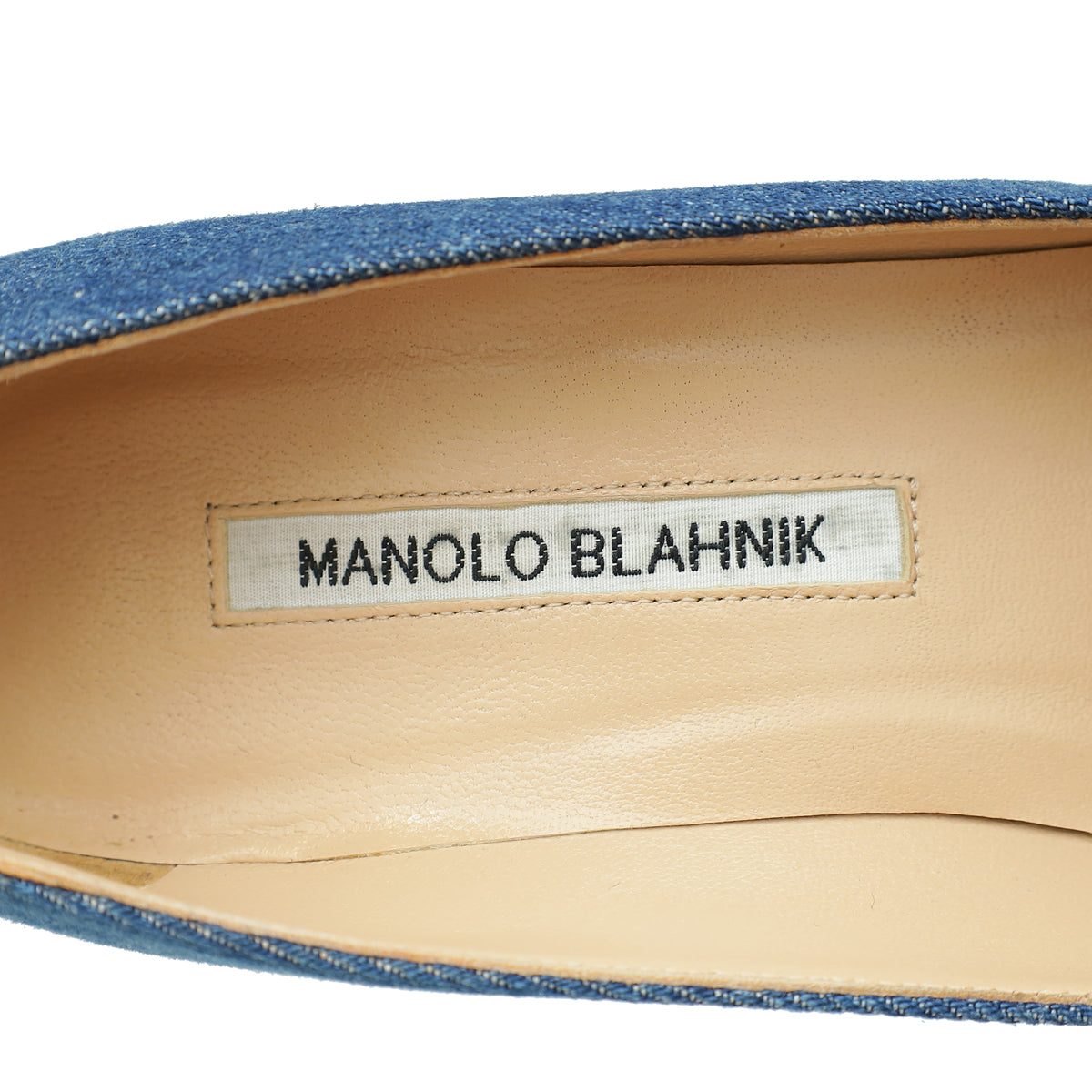 Manolo Blahnik Blue Denim Pearl Embellished Hangisi Pumps 38