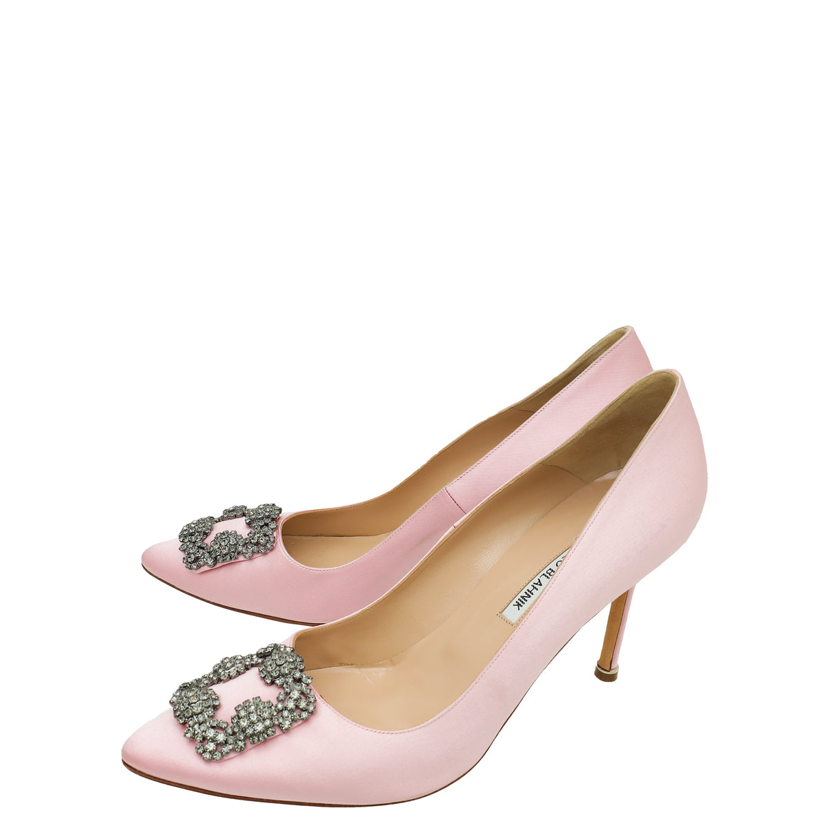 Manolo Blahnik Light Pink Satin Hangisi Pumps 40.5