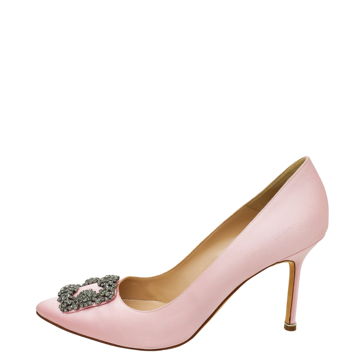 Manolo Blahnik Light Pink Satin Hangisi Pumps 40.5