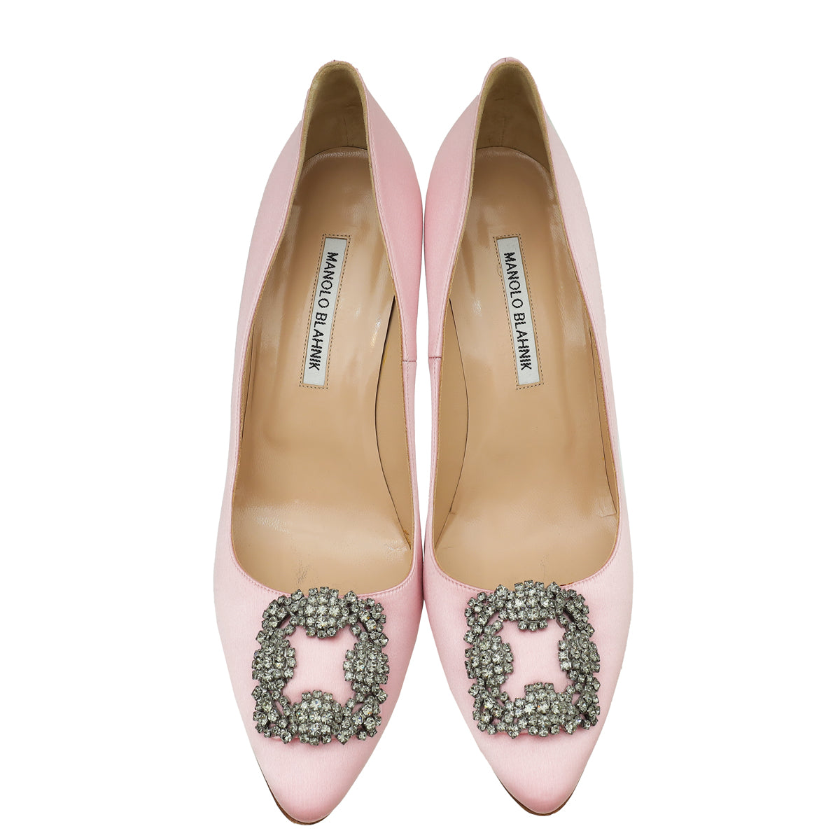 Manolo Blahnik Light Pink Satin Hangisi Pumps 40.5