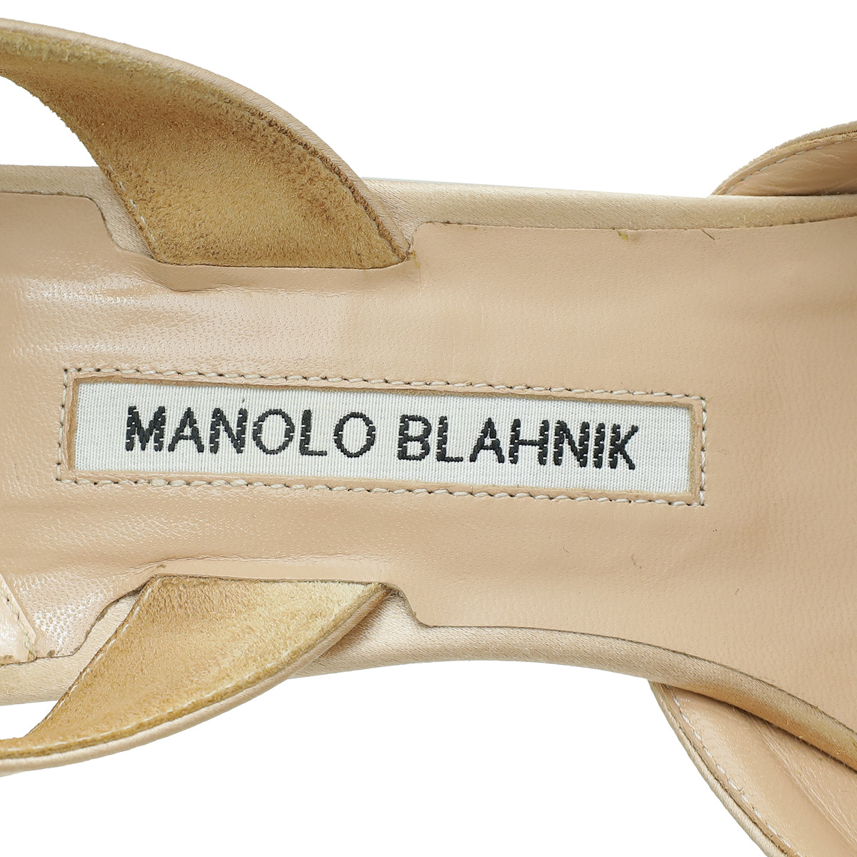 Manolo Blahnik Champagne Satin Hangisi Embellished Slingback 40