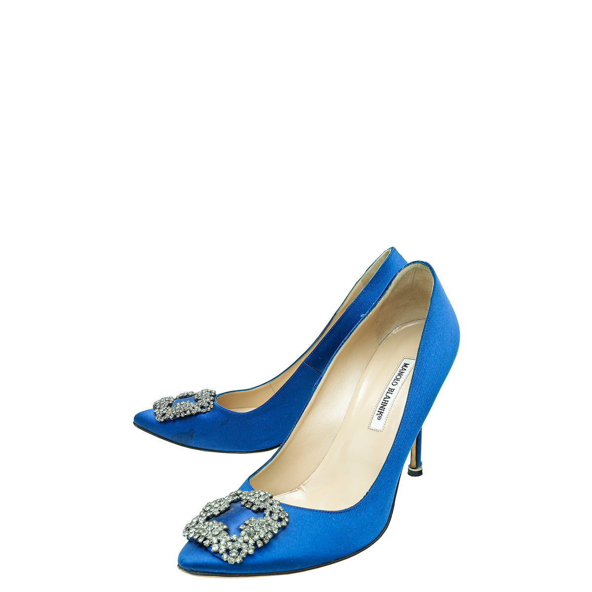 Manolo Blahnik Blue Satin Hangisi Pump 41-Manolo Blahnik-THE CLOSET