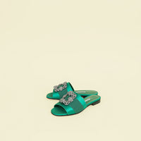 Manolo Blahnik Green Martamod Flat Slides Sandal 36