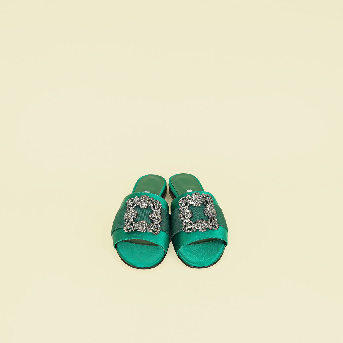 Manolo Blahnik Green Martamod Flat Slides Sandal 36 – THE CLOSET
