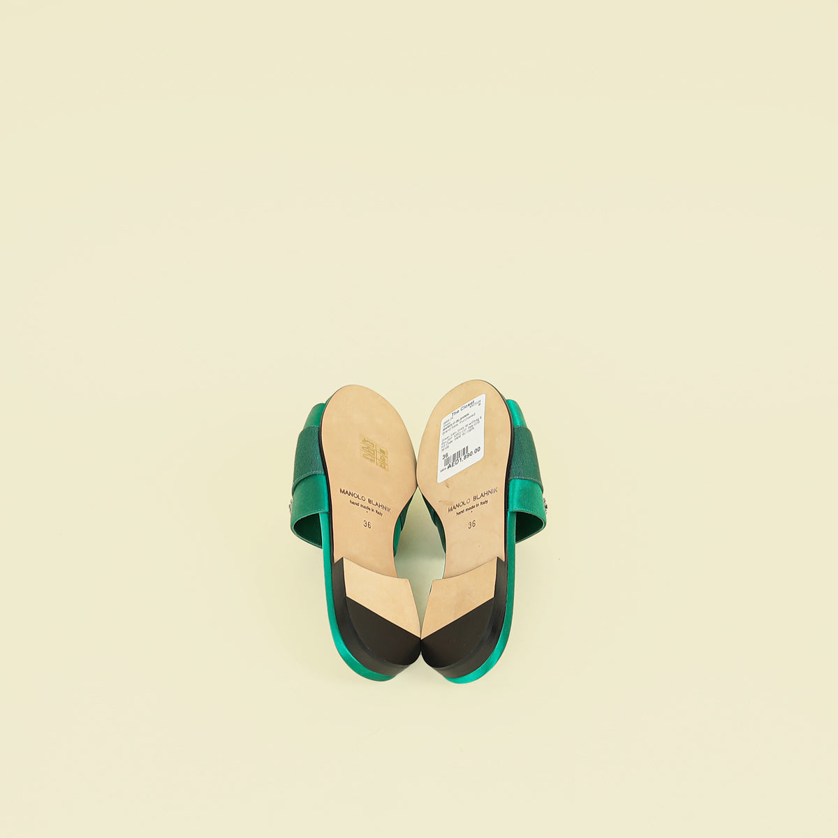 Manolo Blahnik Green Martamod Flat Slides Sandal 36 – THE CLOSET