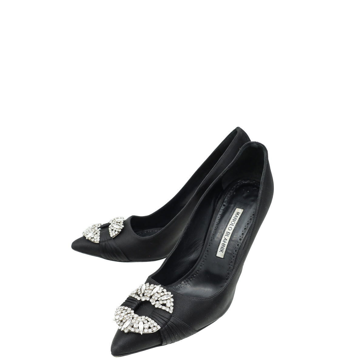 Manolo Blahnik Black Maida 90 Embellished Pump 37.5-Manolo Blahnik-THE CLOSET