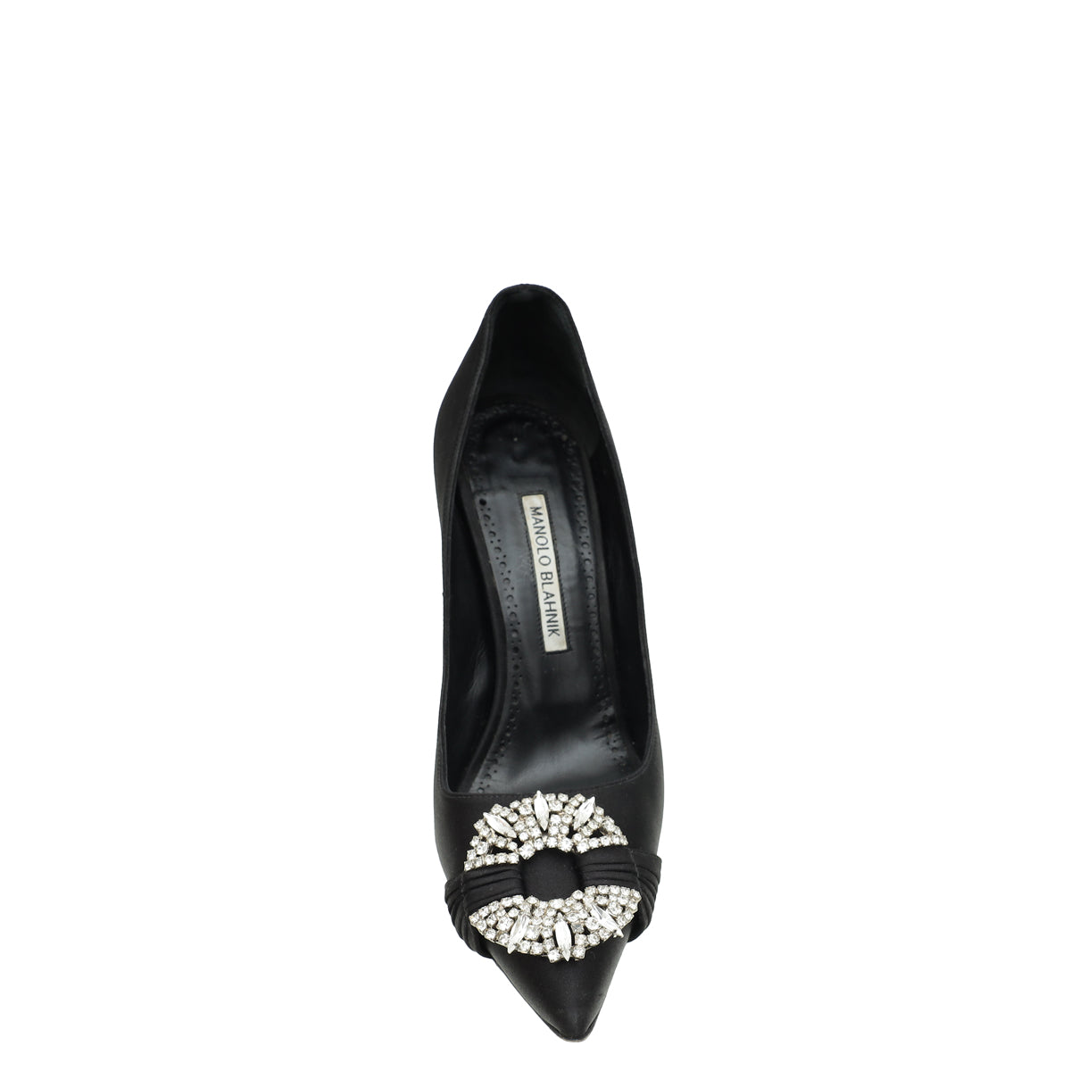Manolo Blahnik Black Maida 90 Embellished Pump 37.5-Manolo Blahnik-THE CLOSET