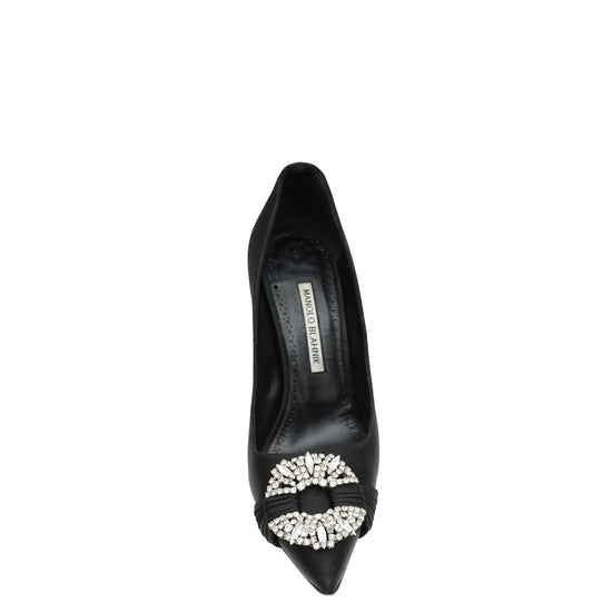 Manolo Blahnik Black Maida 90 Embellished Pump 37.5