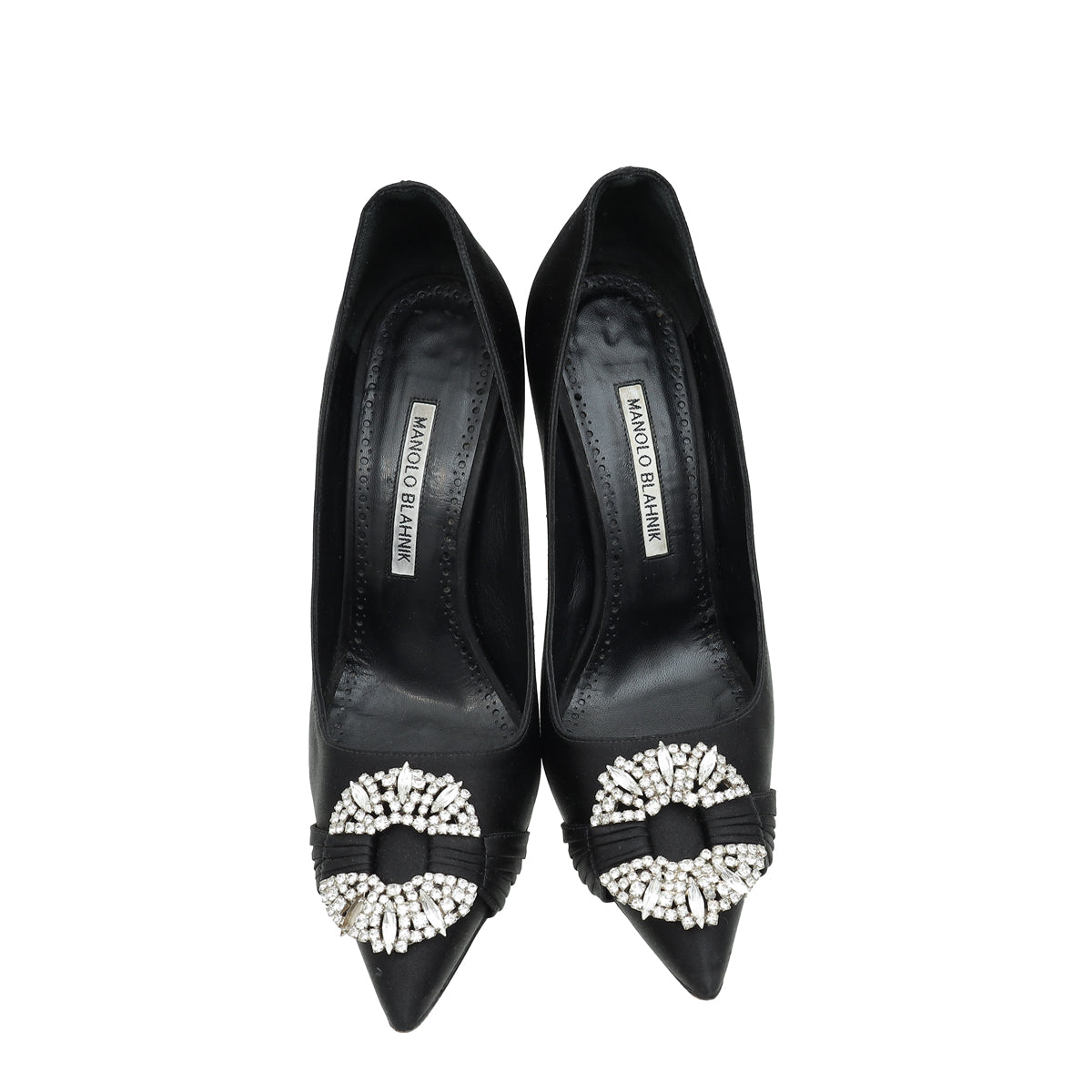 Manolo Blahnik Black Maida 90 Embellished Pump 37.5