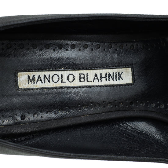 Manolo Blahnik Black Maida 90 Embellished Pump 37.5