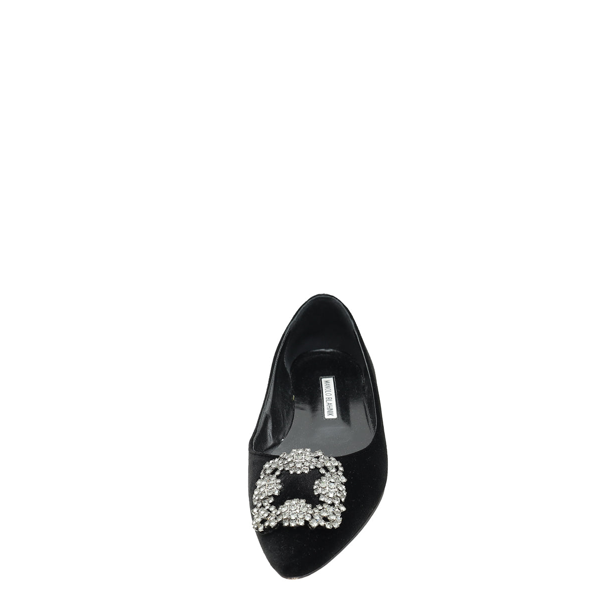 Manolo Blahnik Black Velvet Hangisi Embellished Flat Ballerina 37-Manolo Blahnik-THE CLOSET
