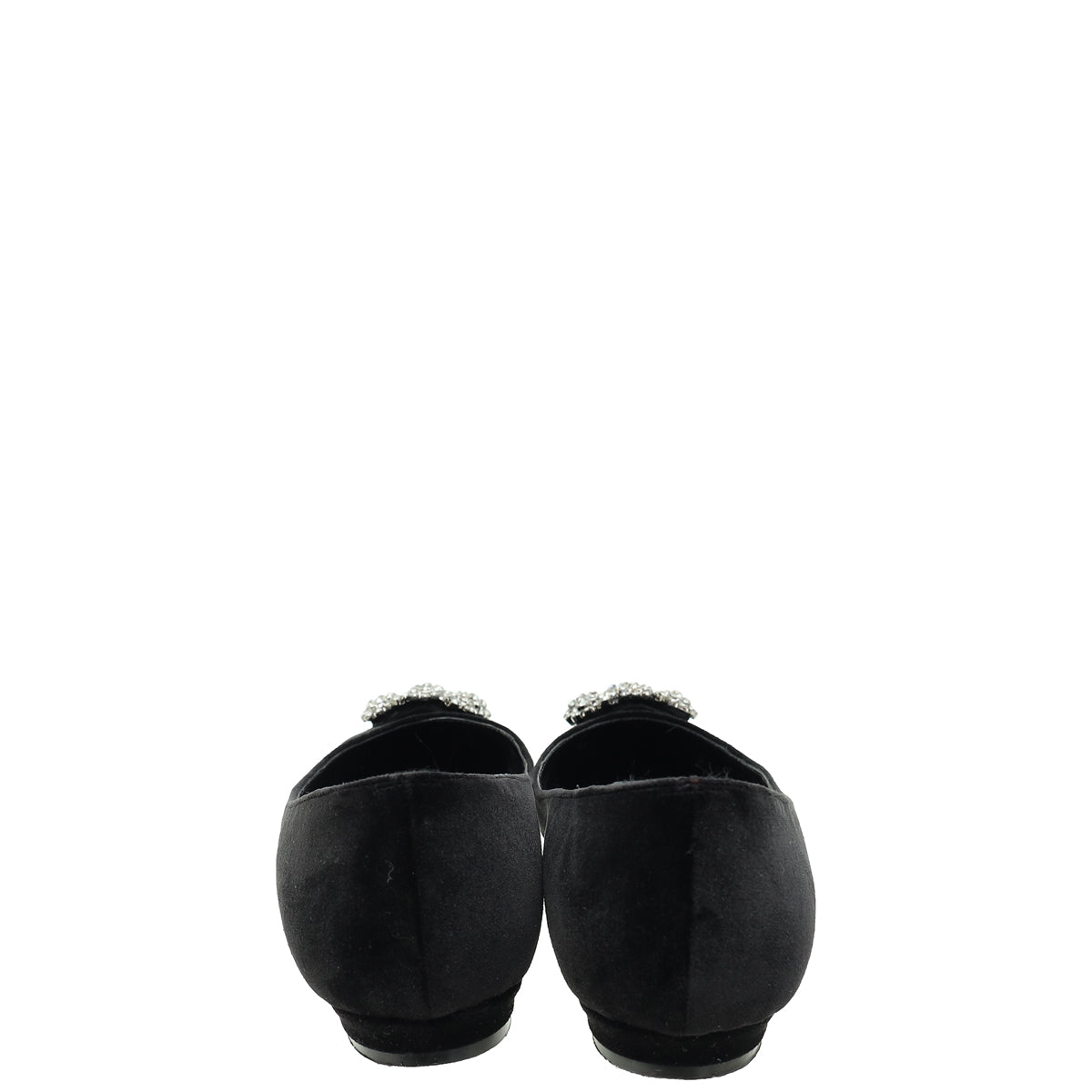 Manolo Blahnik Black Velvet Hangisi Embellished Flat Ballerina 37