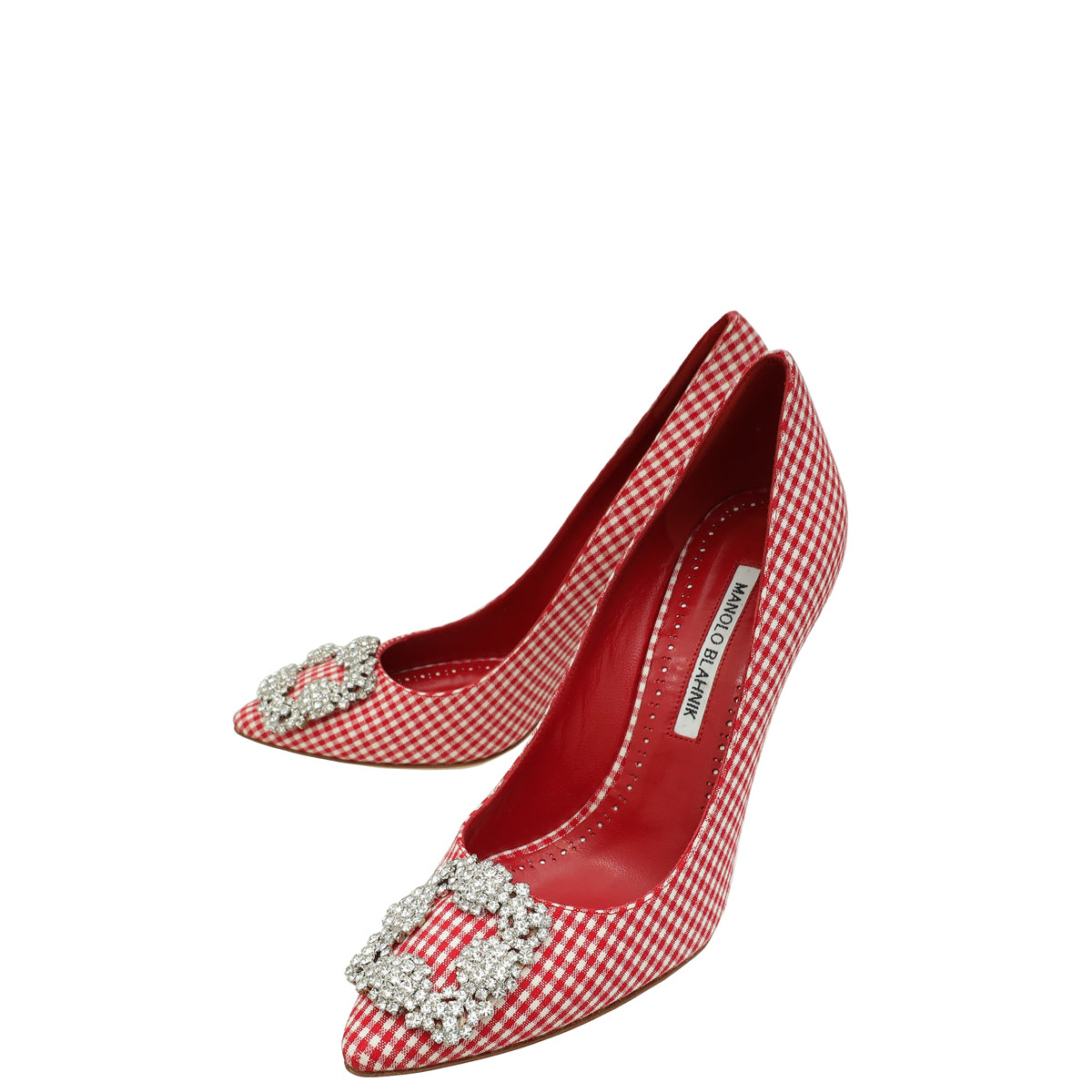 Manolo Blahnik Bicolor Checkered Hangisi Pumps 37