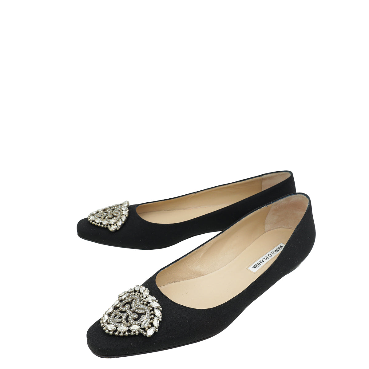 Manolo Blahnik Black Satin Okkava Flat Ballet 38.5-Manolo Blahnik-THE CLOSET