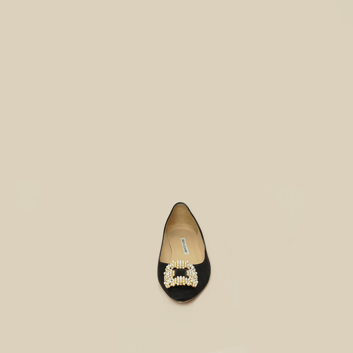 Manolo Blahnik Black Satin Hangisi Flats 38-Manolo Blahnik-THE CLOSET