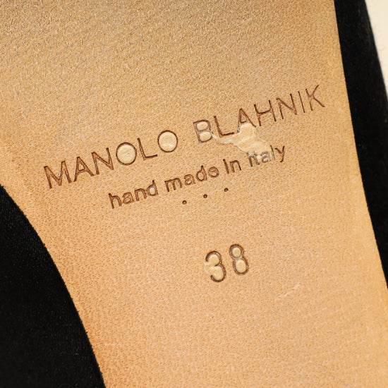 Manolo Blahnik Black Satin Hangisi Flats 38-Manolo Blahnik-THE CLOSET