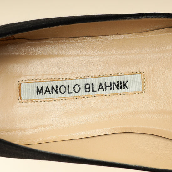 Manolo Blahnik Black Satin Hangisi Flats 38-Manolo Blahnik-THE CLOSET