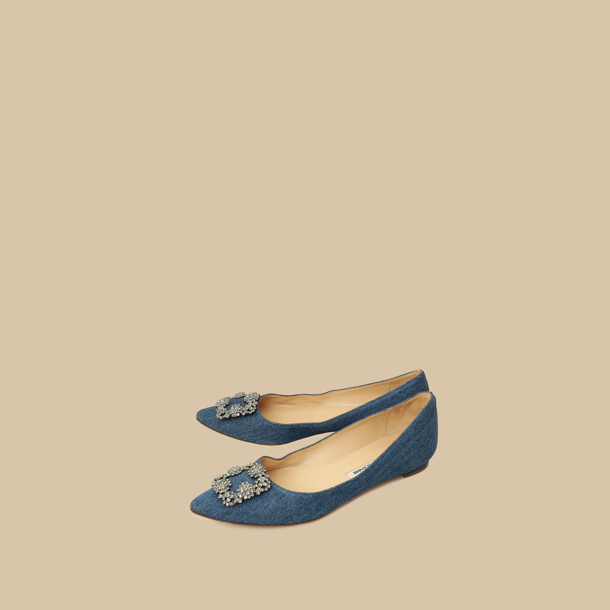 Manolo Blahnik Blue Denim Hangisi Flats 39-Manolo Blahnik-THE CLOSET