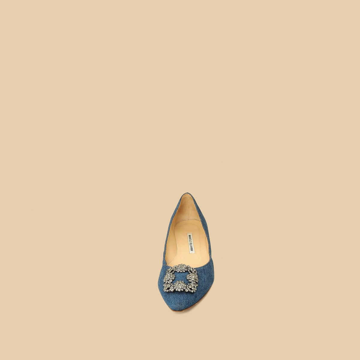 Manolo Blahnik Blue Denim Hangisi Flats 39