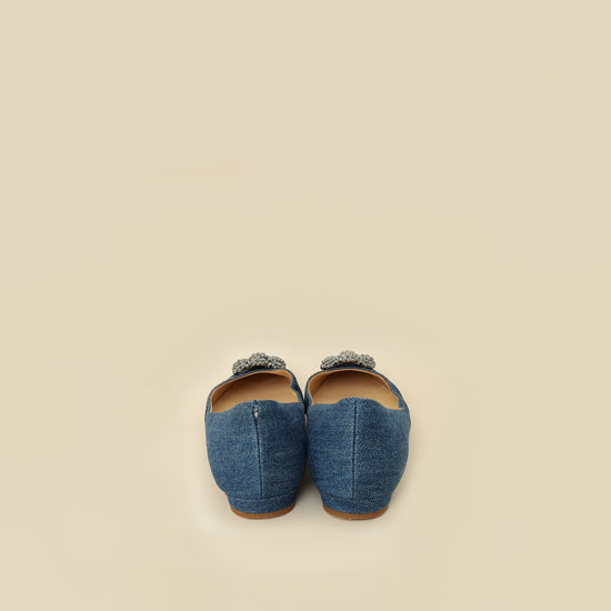 Manolo Blahnik Blue Denim Hangisi Flats 39-Manolo Blahnik-THE CLOSET