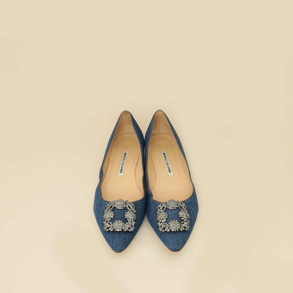 Manolo Blahnik Blue Denim Hangisi Flats 39-Manolo Blahnik-THE CLOSET