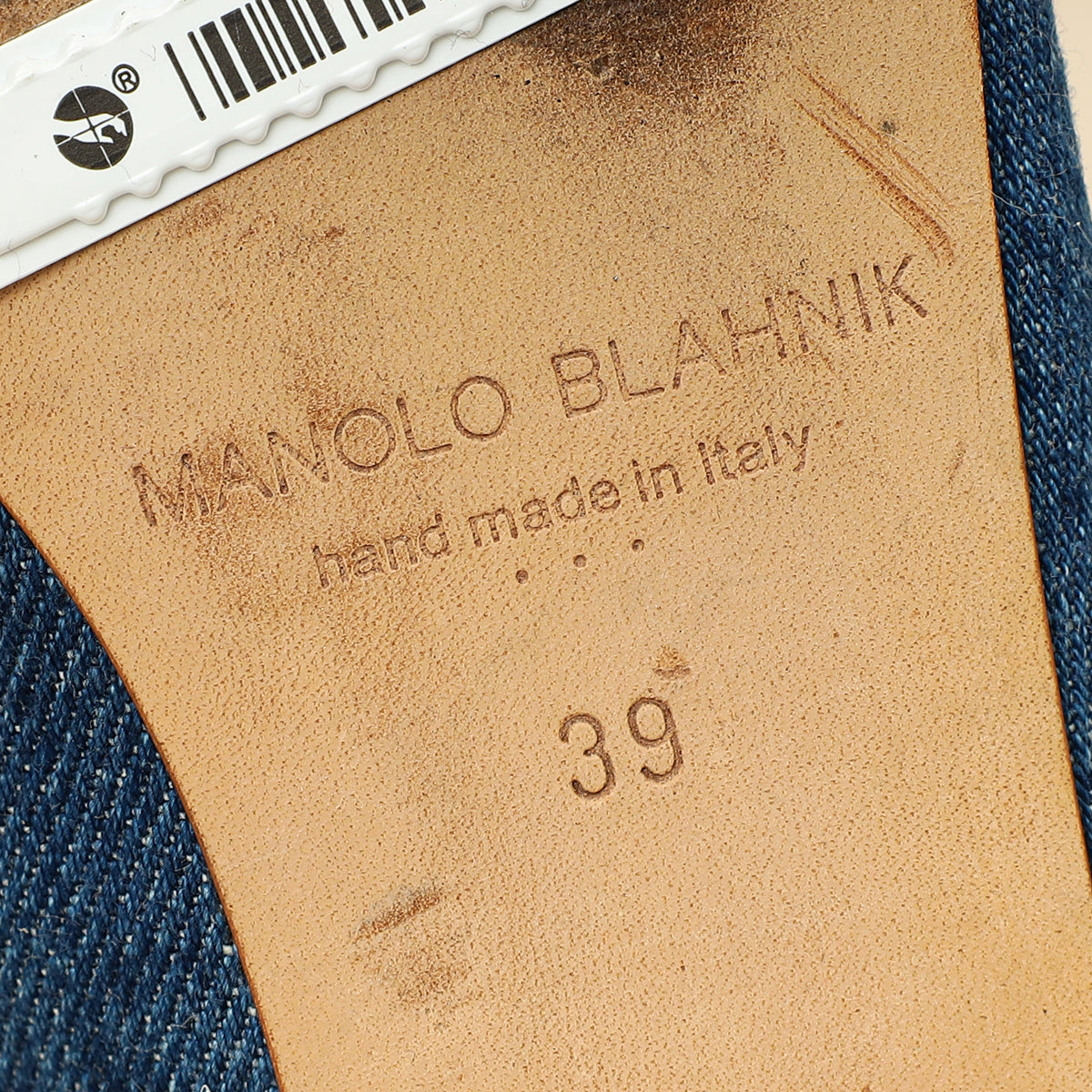 Manolo Blahnik Blue Denim Hangisi Flats 39-Manolo Blahnik-THE CLOSET