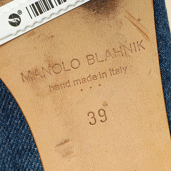 Manolo Blahnik Blue Denim Hangisi Flats 39-Manolo Blahnik-THE CLOSET