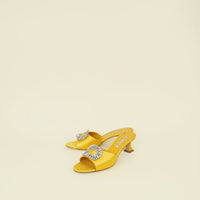Manolo Blahnik Yellow Laalita Heeled Mules 39