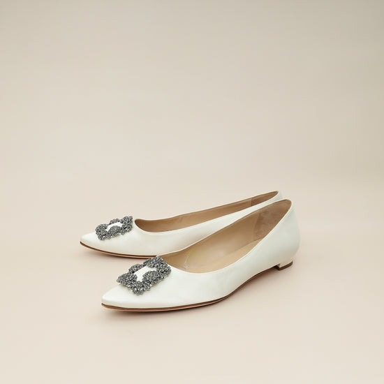 Manolo Blahnik Cream Hangisi Flats 41.5