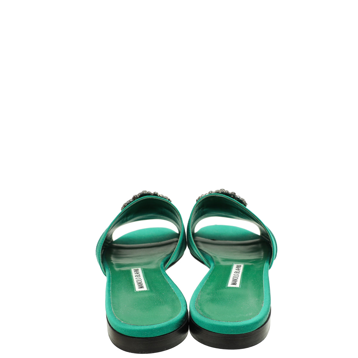 Manolo Blahnik Green Martamod Flat Slide Sandal 41