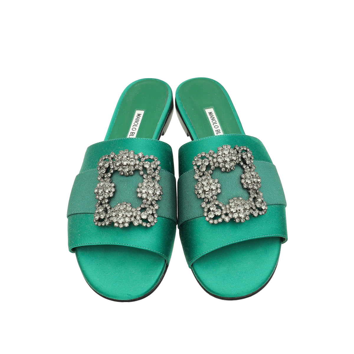 Manolo Blahnik Green Martamod Flat Slide Sandal 41