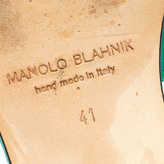 Manolo Blahnik Green Martamod Flat Slide Sandal 41