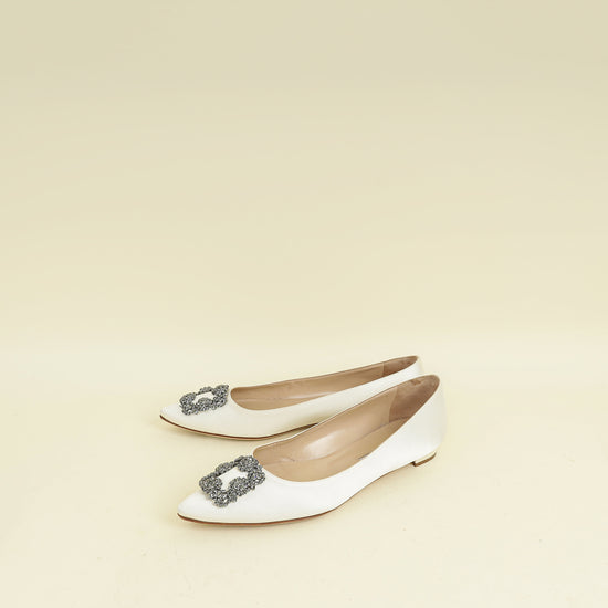 Manolo Blahnik Cream Hangisi Flats 41.5