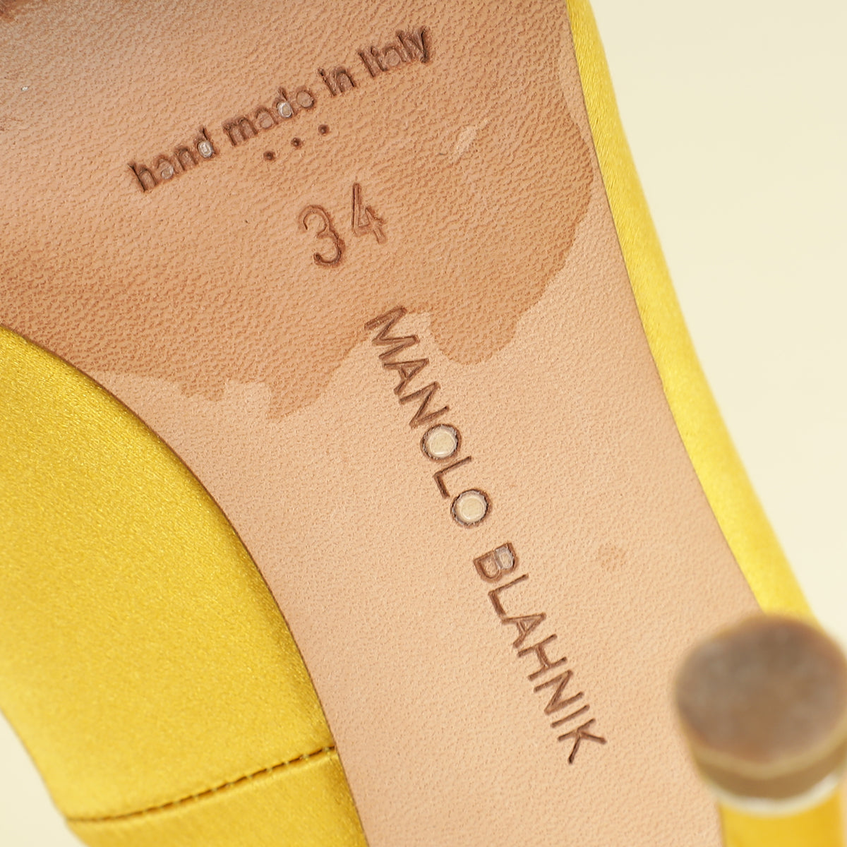 Manolo Blahnik Yellow Satin Hangisi Pumps 34