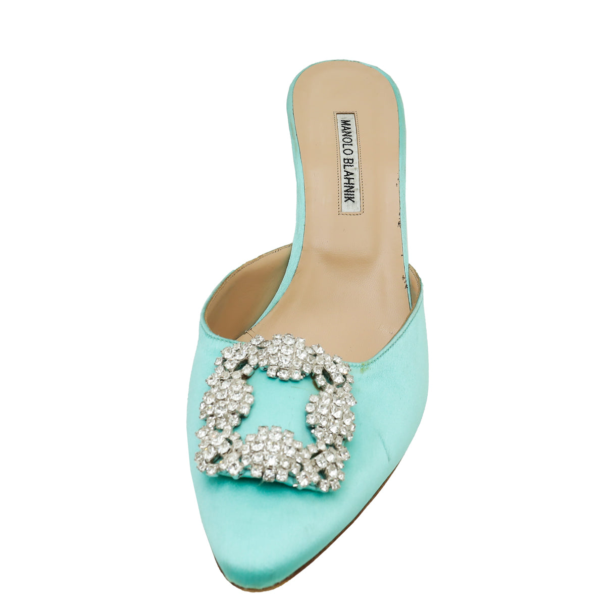 Manolo Blahnik Aqua Satin Hangisimu 41