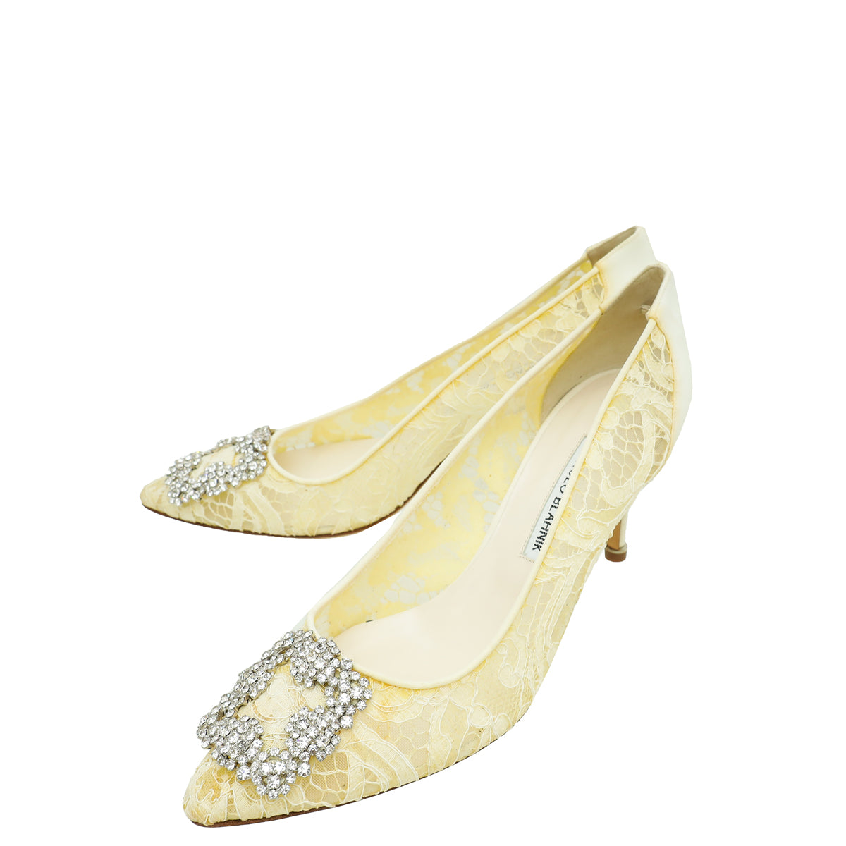 Manolo Blahnik Ecru White Hangisi Lace Embellished Pump 39-Manolo Blahnik-THE CLOSET
