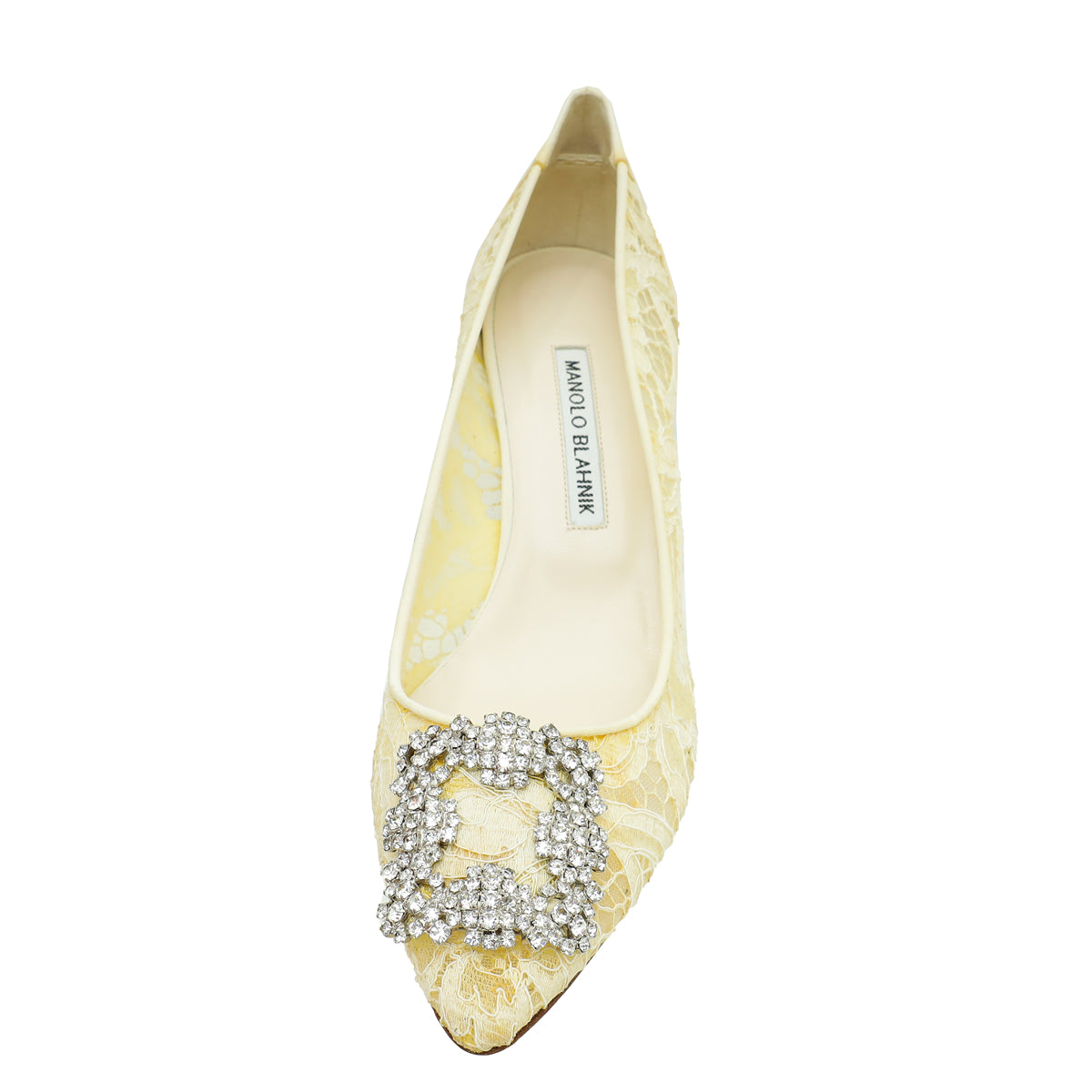 Manolo Blahnik Ecru White Hangisi Lace Embellished Pump 39-Manolo Blahnik-THE CLOSET