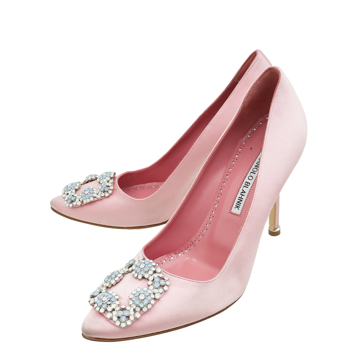 Manolo Blahnik Light Pink Hangisi Satin Pump 37-Manolo Blahnik-THE CLOSET