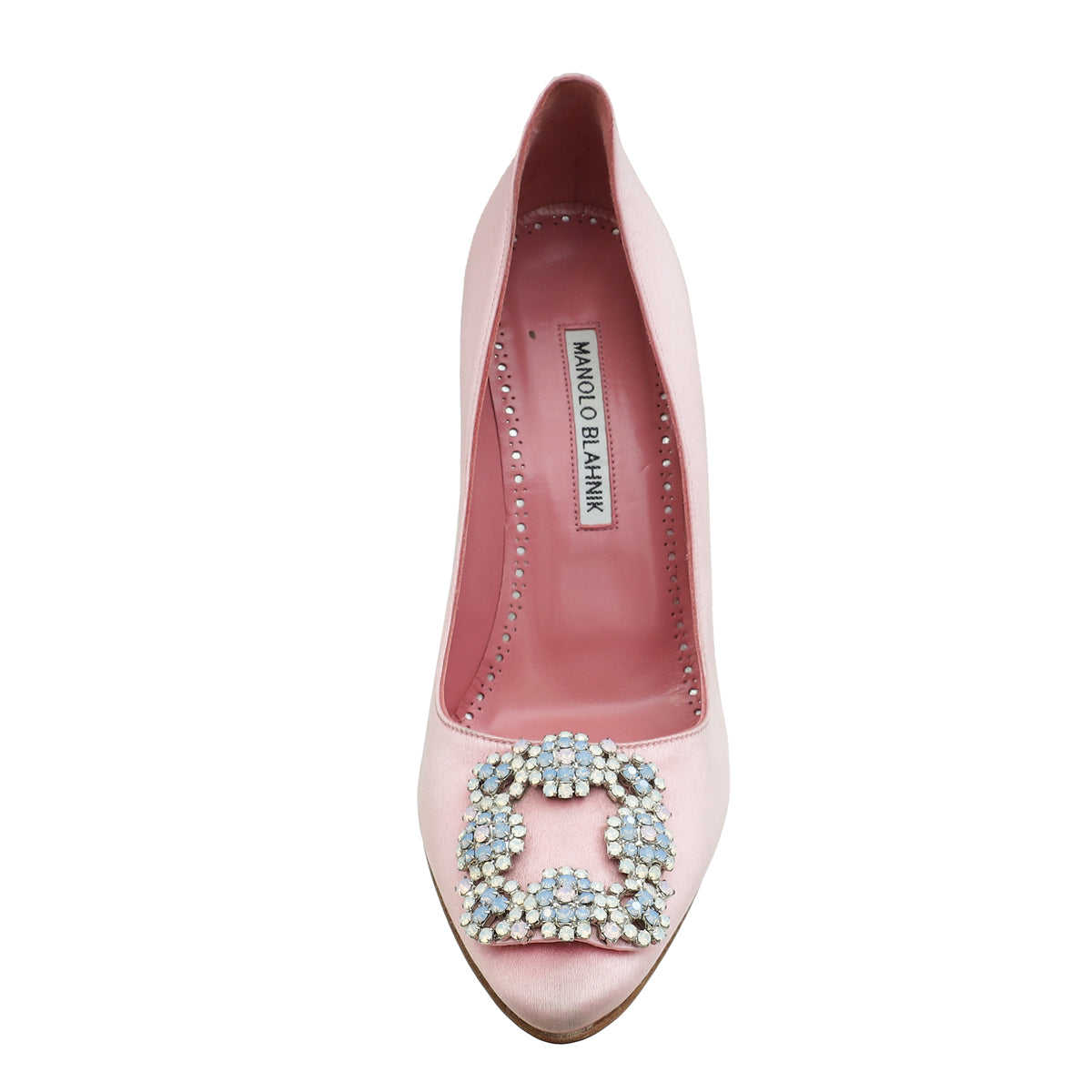 Manolo Blahnik Light Pink Hangisi Satin Pump 37-Manolo Blahnik-THE CLOSET