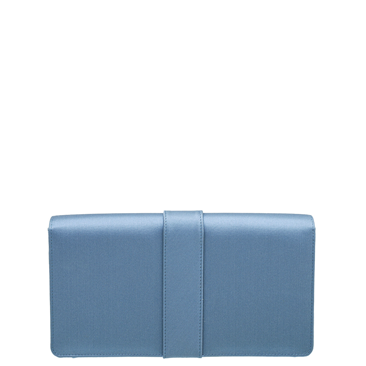 Manolo Blahnik Bluish Grey Satin Gothisi Chain Clutch-Manolo Blahnik-THE CLOSET