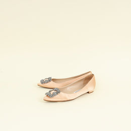 Manolo Blahnik Beige Hangisi Satin Ballerina Flats 36