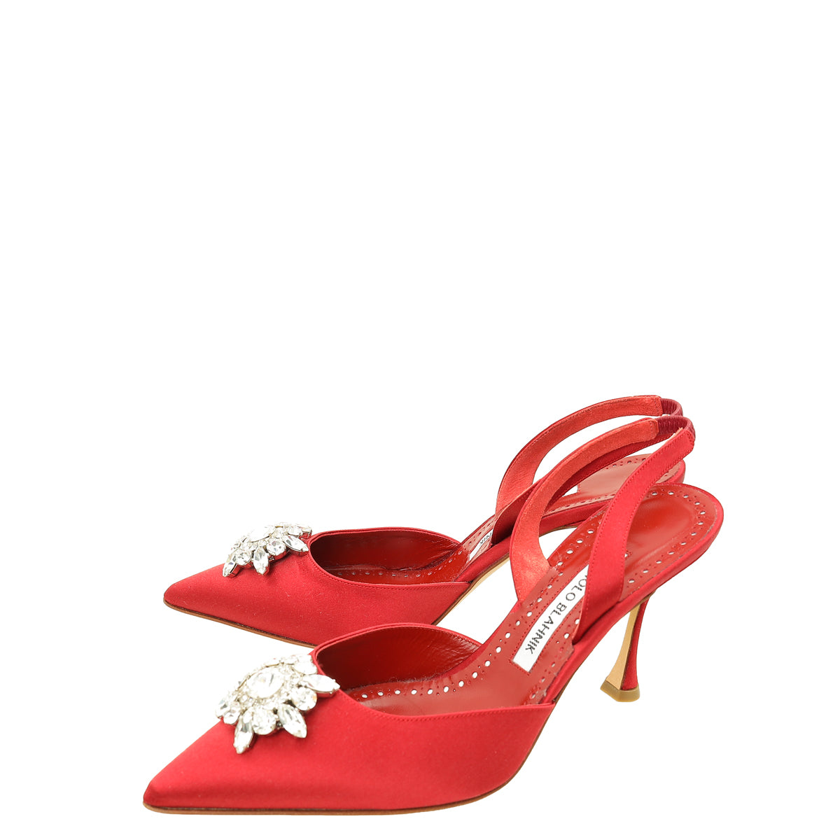 Manolo Blahnik Red Cassinasli Slingback Pumps 37.5