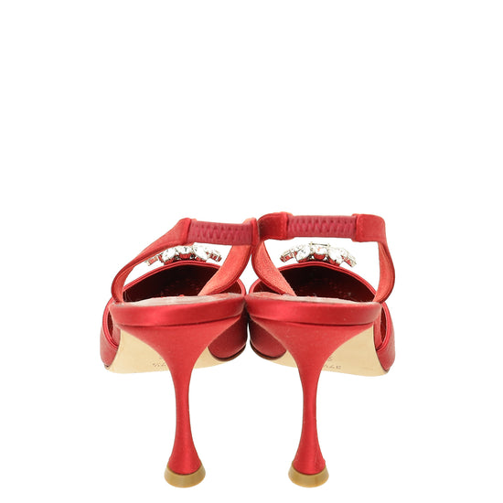 Manolo Blahnik Red Cassinasli Slingback Pumps 37.5