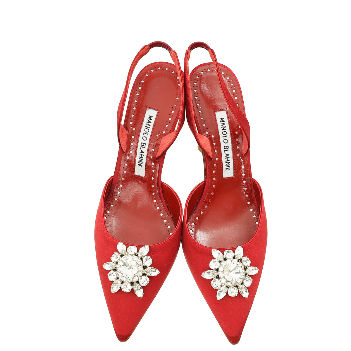 Manolo Blahnik Red Cassinasli Slingback Pumps 37.5