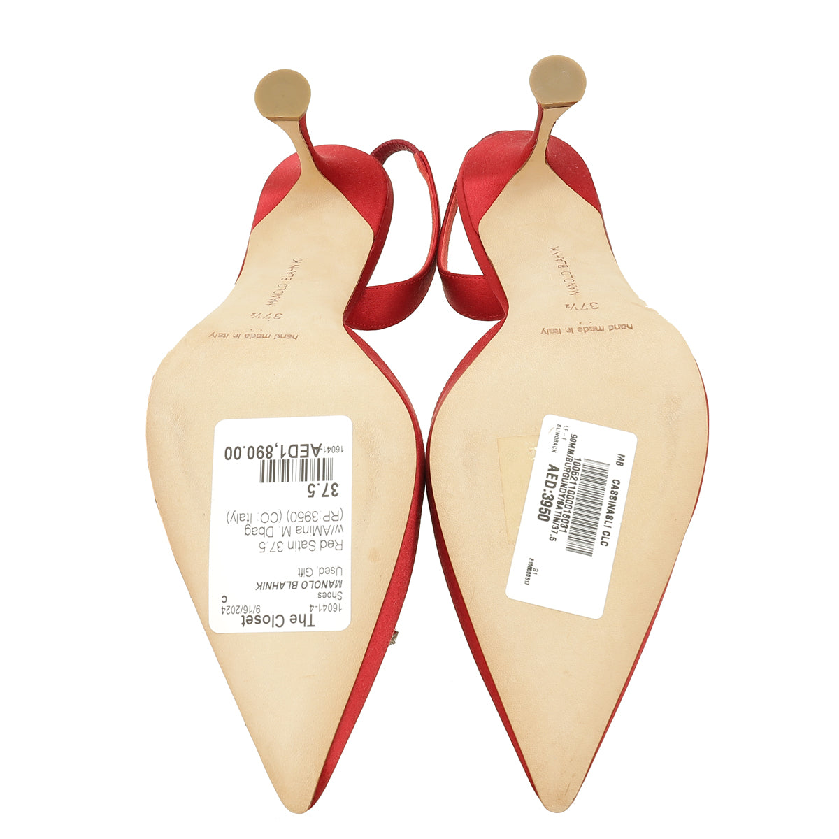 Manolo Blahnik Red Cassinasli Slingback Pumps 37.5