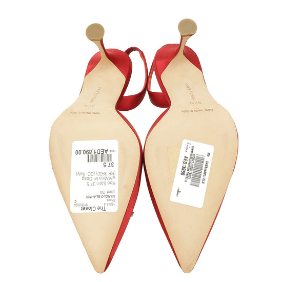 Manolo Blahnik Red Cassinasli Slingback Pumps 37.5