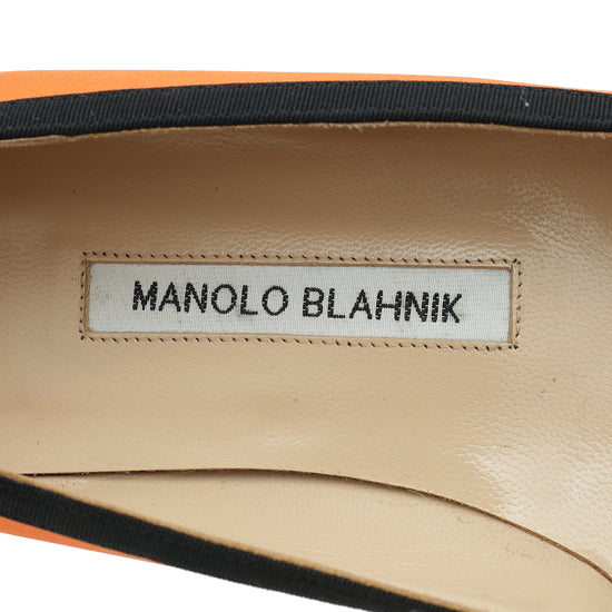 Manolo Blahnik Bicolor Satin Gotrian Crystal Embellished Flat Ballerina 37