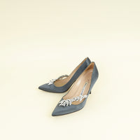 Manolo Blahnik Dark Grey Shufti Satin Pump 37