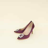 Manolo Blahnik Purple Hangisi Satin Pump 38.5